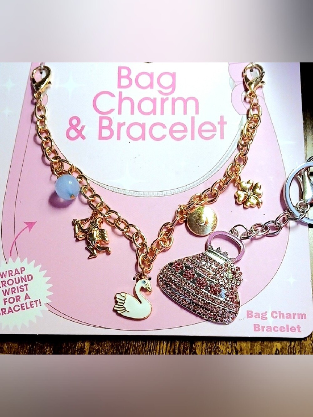 Bag Charm Chain And Crystal Purse Keychain Bundle